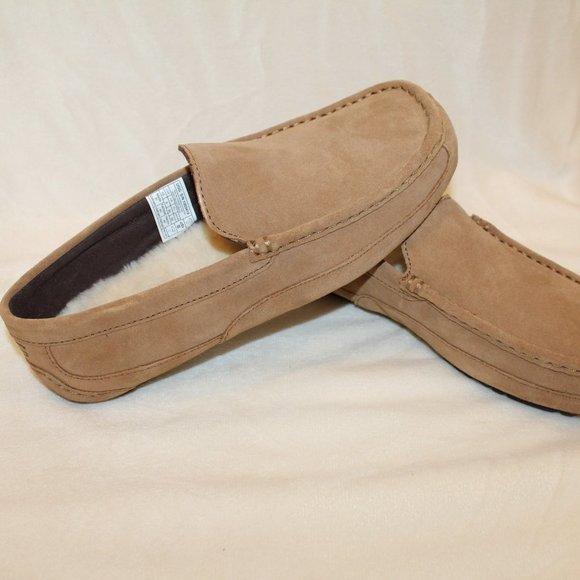 NIB UGG MEN'S ALDER SUEDE SHEARLING SLIP ON SLIPPERS LOAFERS‎ CHESTNUT - Picture 6 of 8